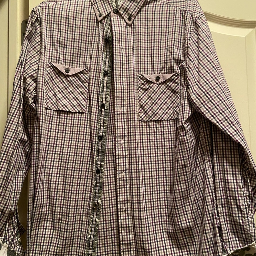 English Laundre gingham and camo size our shirt